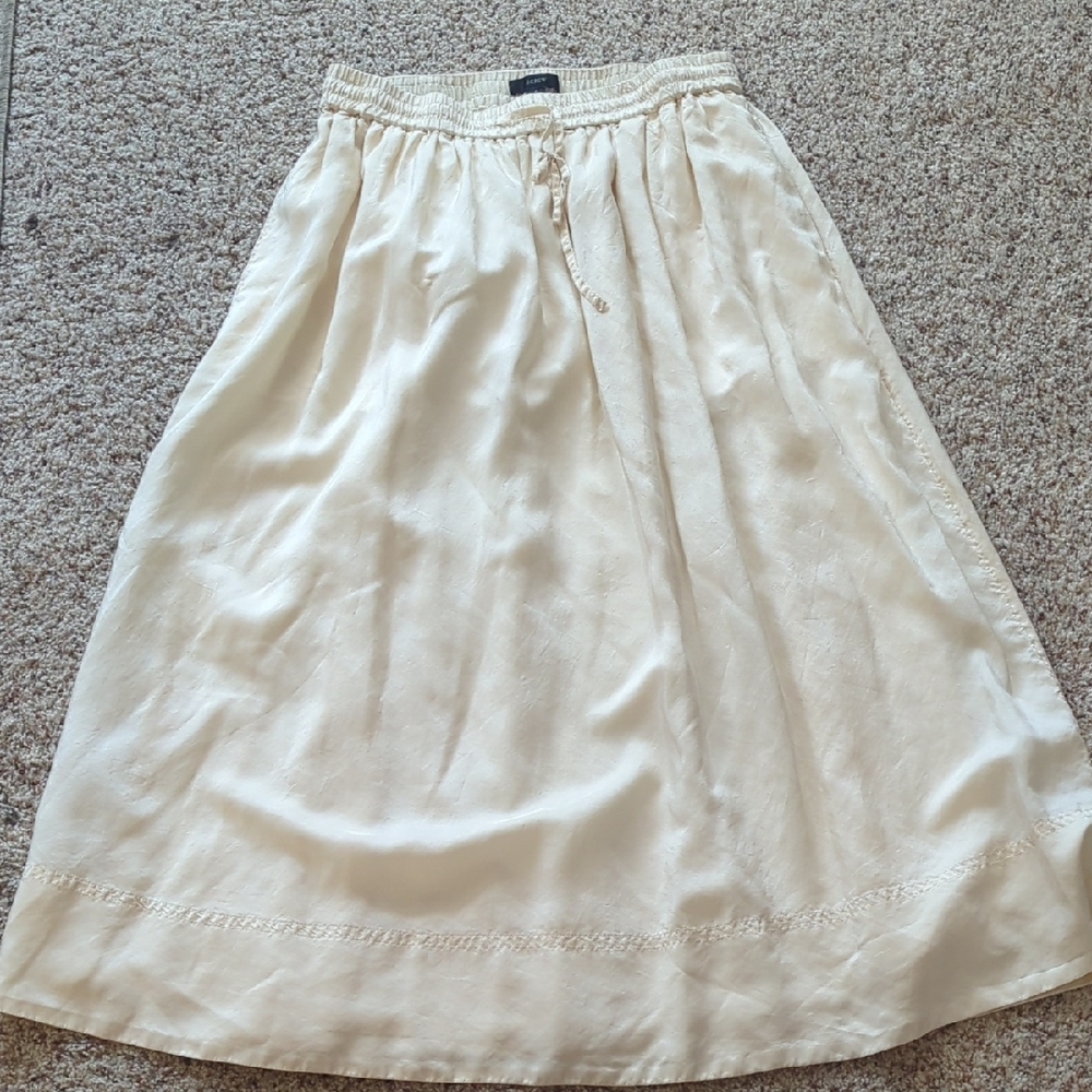 J. Crew Cream Silk A-Line Skirt Small